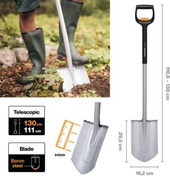 Fiskars Xact Teleskop-Spaten rund
